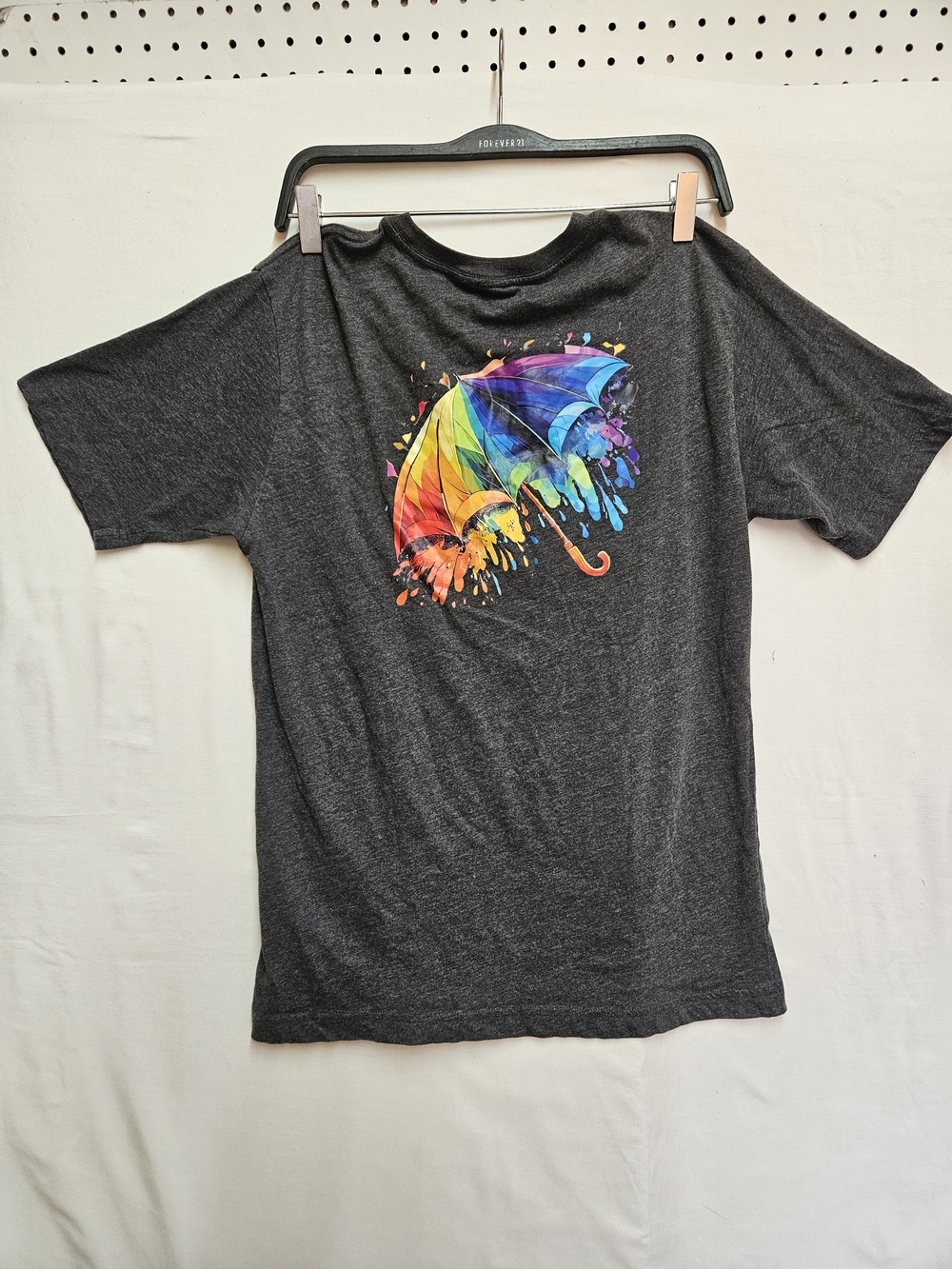 Kids Rainbow Umbrella Graphic T-Shirt - Charcoal